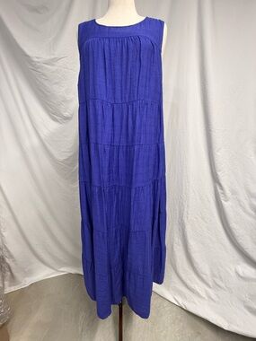 J. Jill Sleeveless Cobalt Tiered Maxi Dress